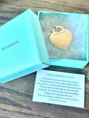 JUMBO Tiffany & Co. Sterling Silver Heart Tag Pendant with Tiffany Blue Box